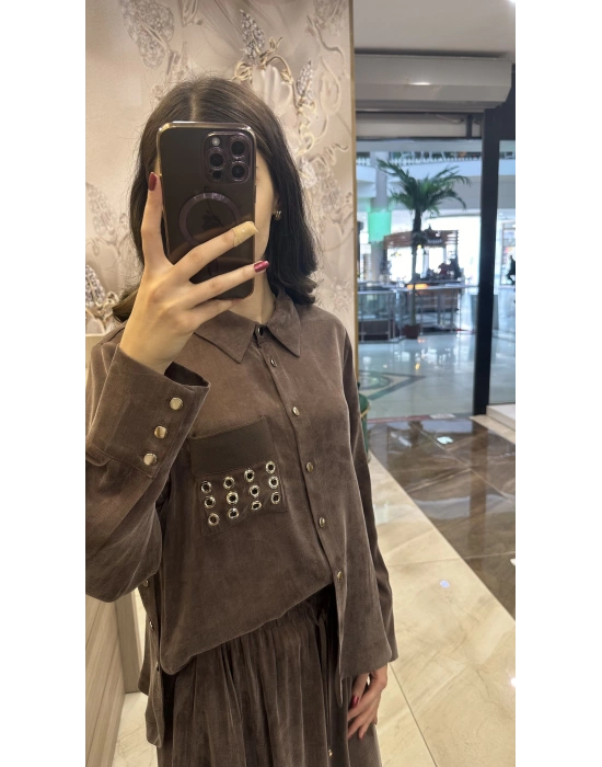 Ghisa 5KGSTKM4694 Kahve İpek Etekli Takım