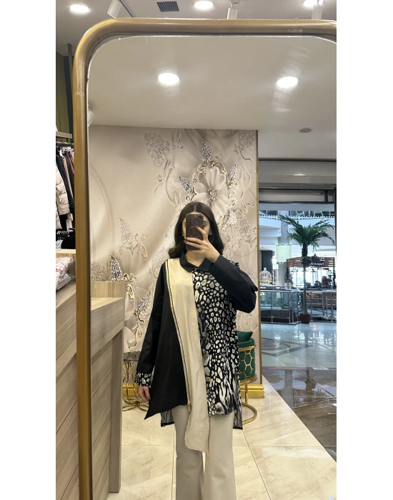 Ghisa 5KGSTNK4799 Siyah-Bej Gömlek