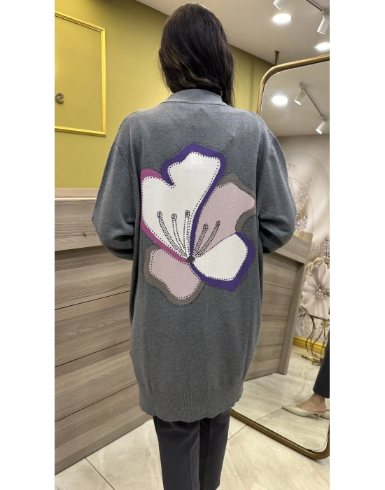 Ghisa 5KKNHRK3875 Gri Önü Düğmeli Triko Hırka