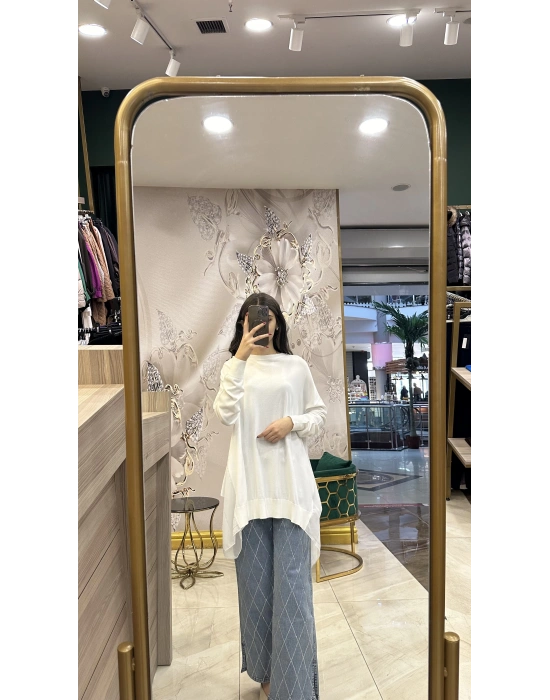 Ghisa 5KOBTNK4689 Beyaz Tül Detaylı Merserize Tunik