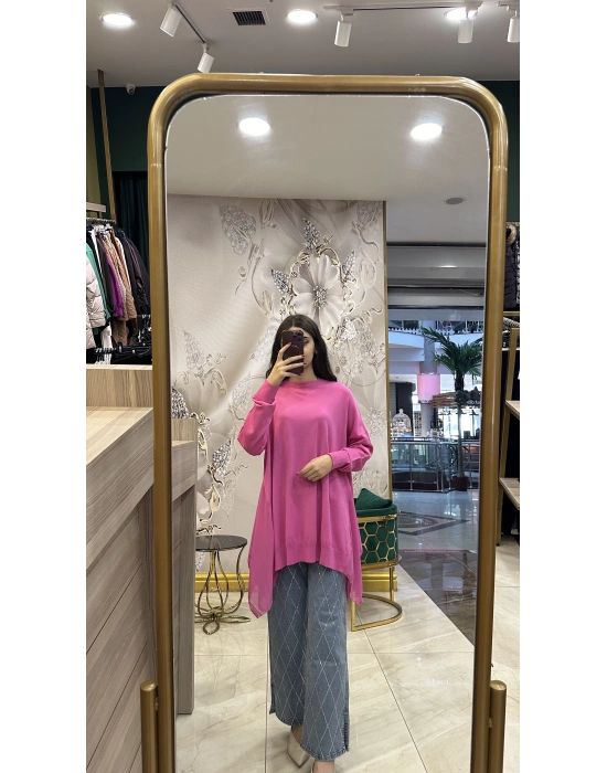 Ghisa 5KOBTNK4689 pembe Tül Detaylı Merserize Tunik