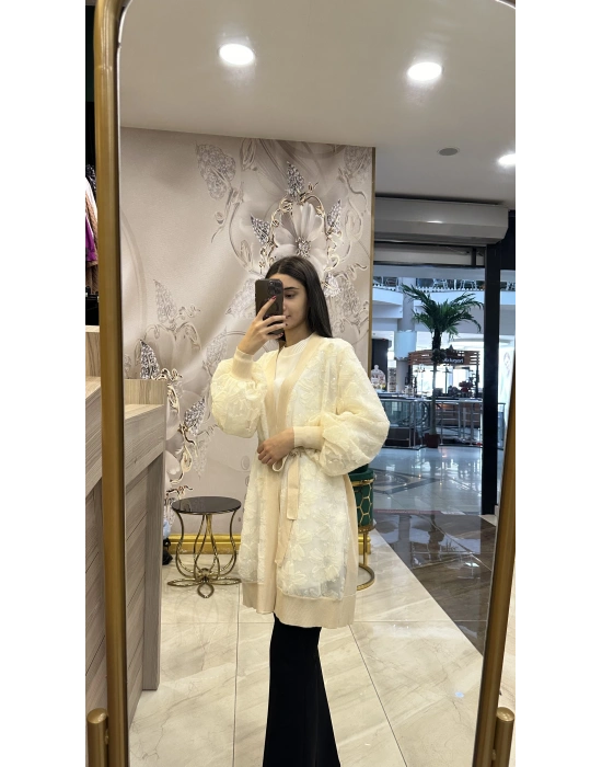 Ghisa 5KÖRHRK3942 Krem Tül Hırka