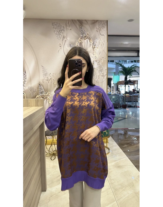 Ghisa 5KÖRTNK4781 Mor Kare Desenli Tunik