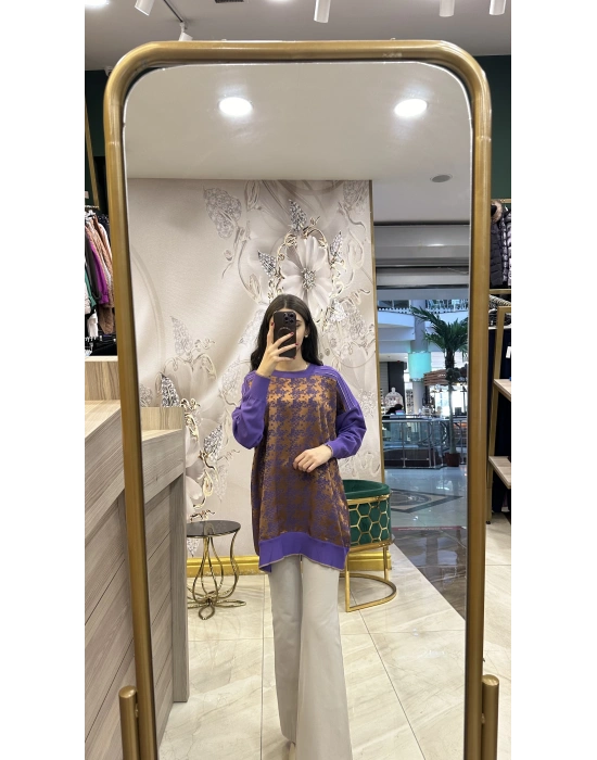 Ghisa 5KÖRTNK4781 Mor Kare Desenli Tunik