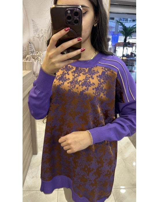 Ghisa 5KÖRTNK4781 Mor Kare Desenli Tunik