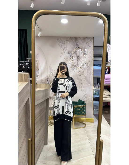 Ghisa 5KÖRTNK4806 Beyaz Desenli Tunik