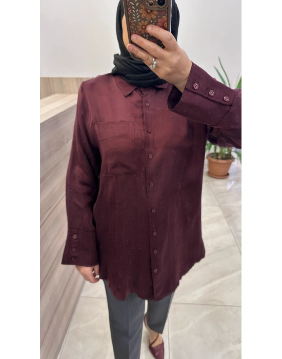 Hilay Qupra gömlek Bordo