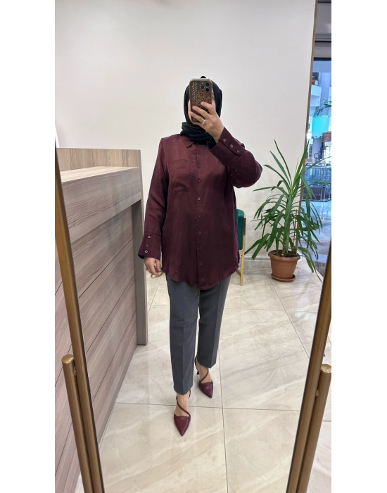 Hilay Qupra gömlek Bordo