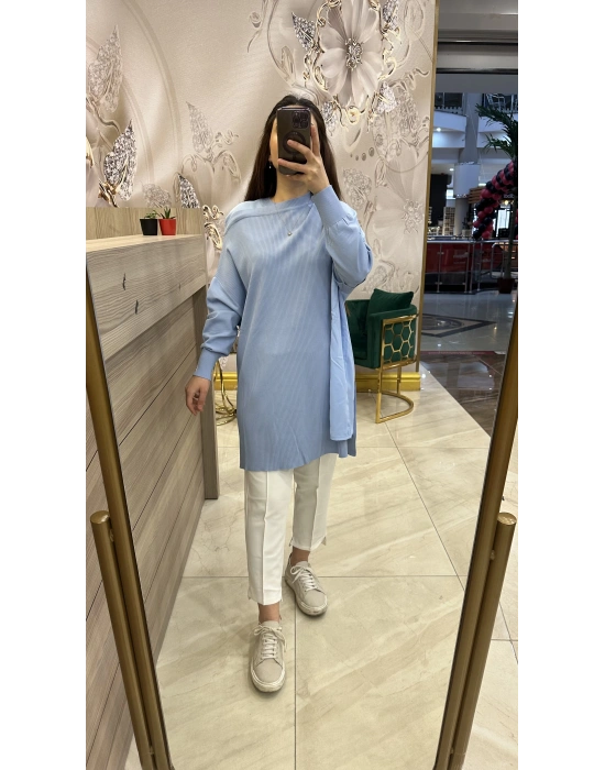 İnvee 6250 omzu şifon tunik bebe mavi