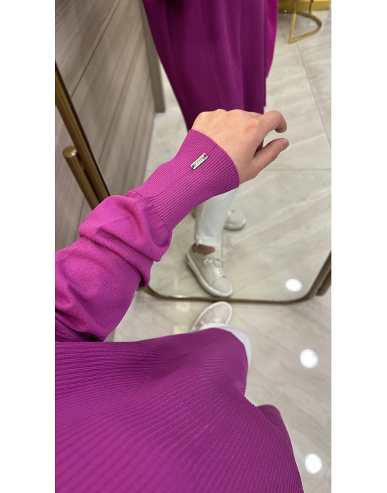 İnvee 6250 omzu şifon tunik fuşya