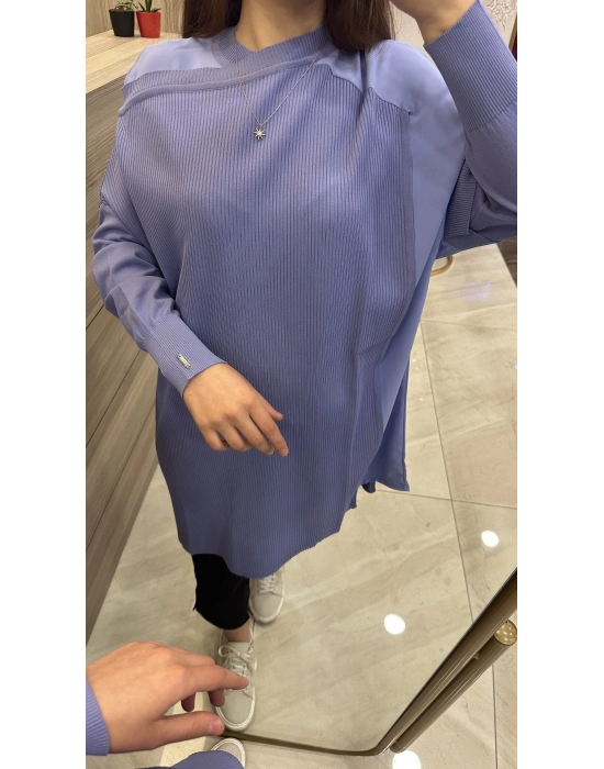 İnvee 6250 omzu şifon tunik lila