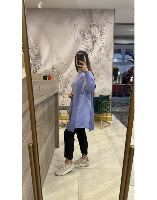 İnvee 6250 omzu şifon tunik lila