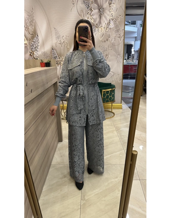 İnvee 6352 güpür takım gri