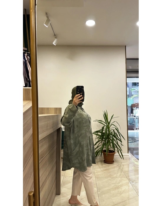 İnvee 7109 Çiçek Desenli Tunik Haki