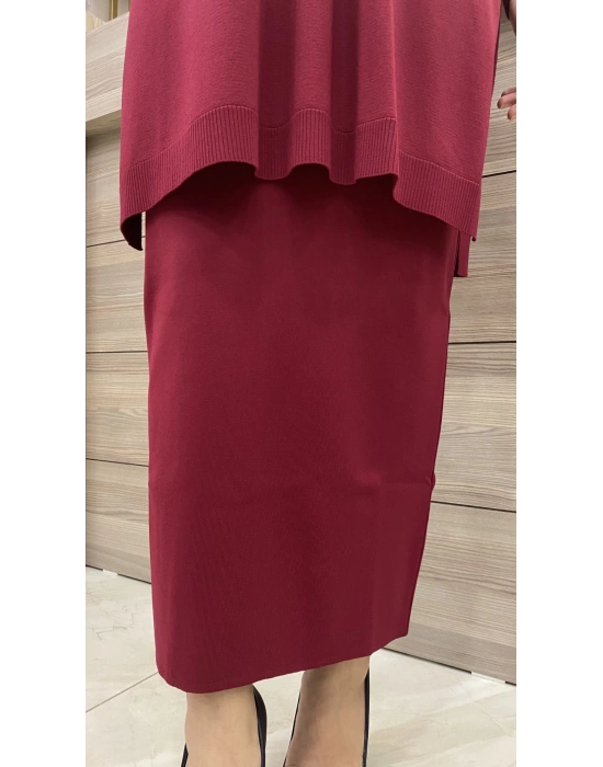 İnvee Merserize Etek Bordo