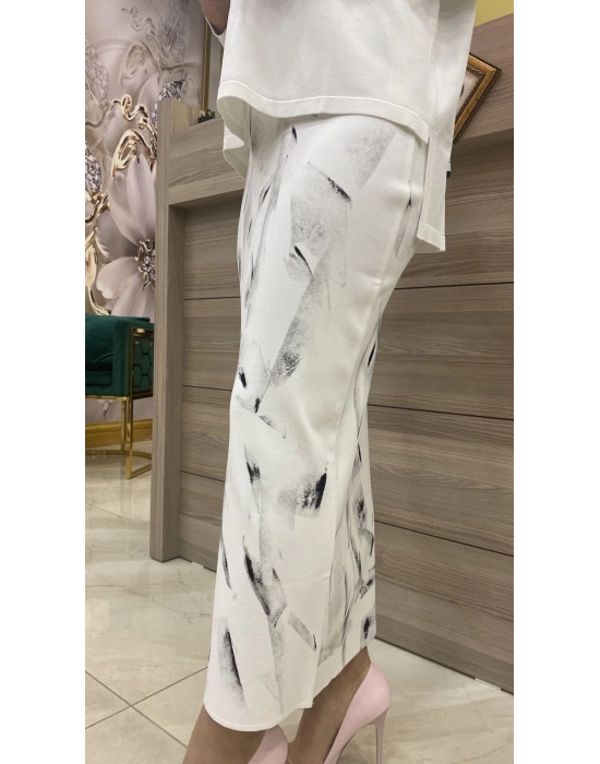 İnvee Merserize Etek Ekru-Siyah