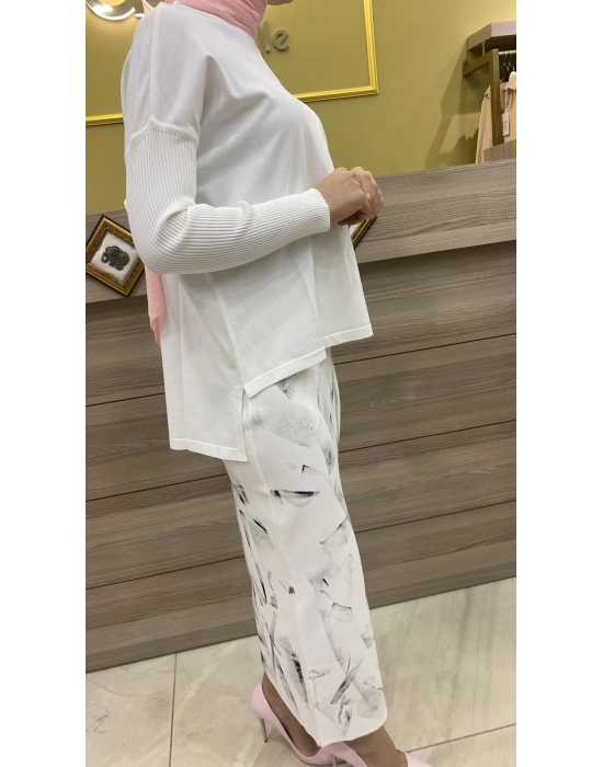 İnvee Merserize Etek Ekru-Siyah