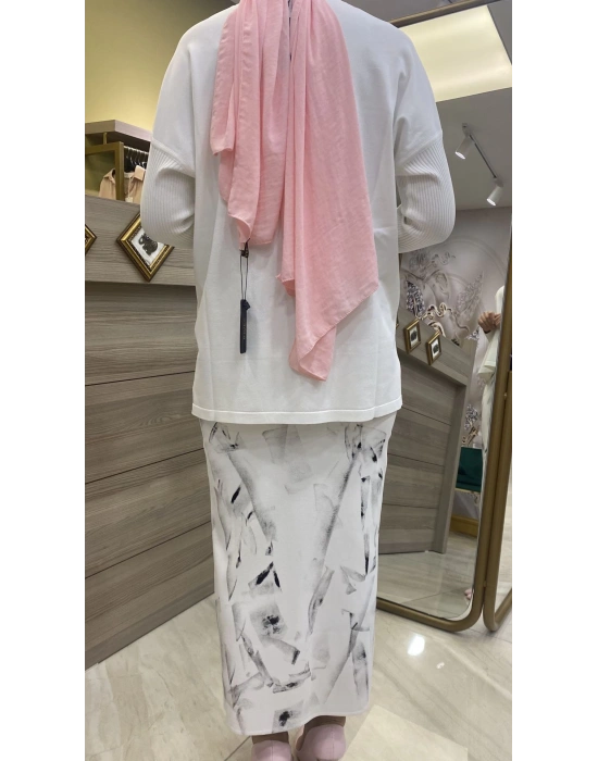 İnvee Merserize Etek Ekru-Siyah