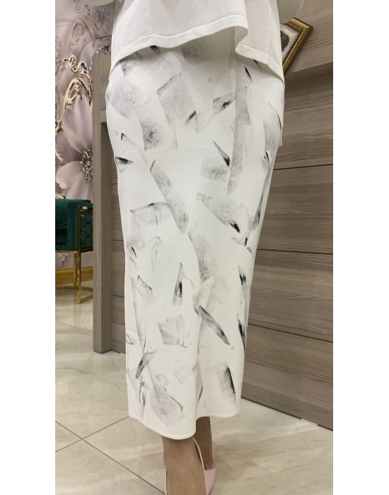 İnvee Merserize Etek Ekru-Siyah