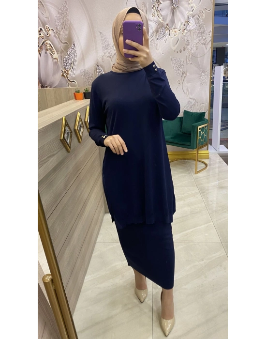 İnvee Merserize Etek Lacivert