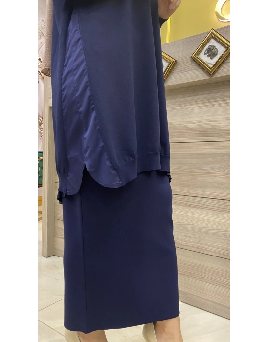 İnvee Merserize Etek Lacivert