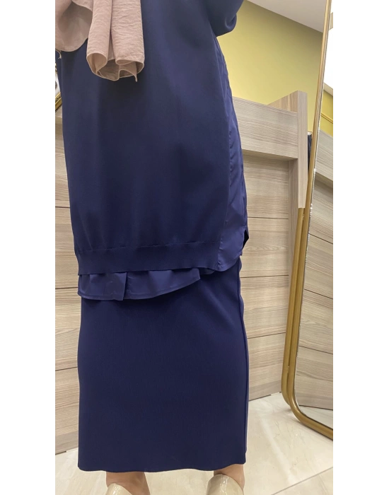 İnvee Merserize Etek Lacivert
