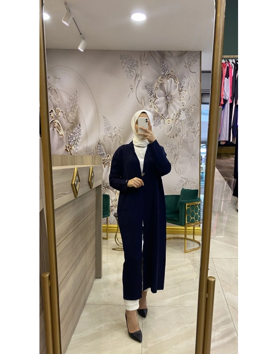 İnvee Merserize Hırka Lacivert