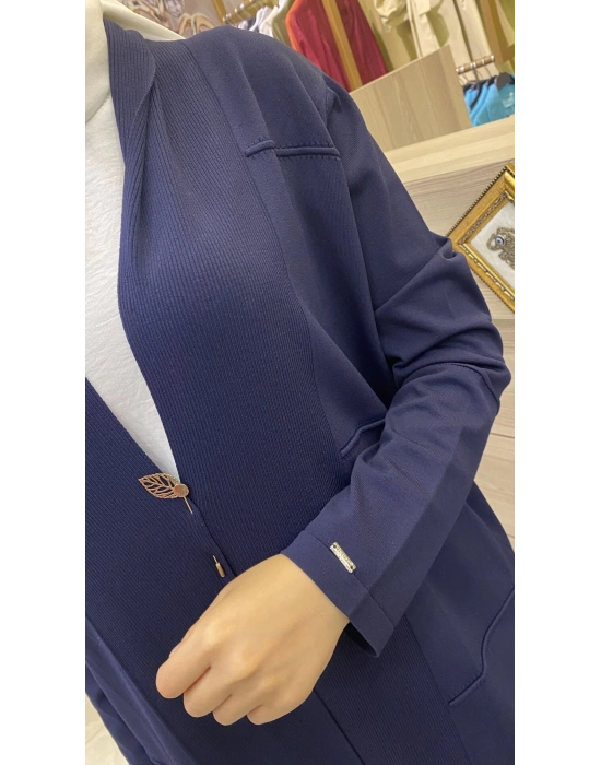 İnvee Merserize Hırka Lacivert