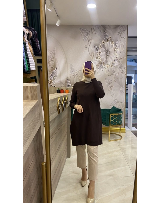 İnvee Merserize Tunik Kahverengi