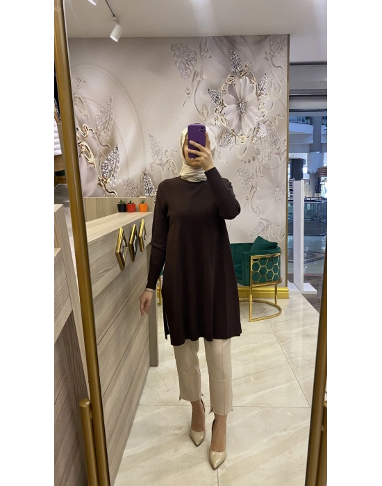 İnvee Merserize Tunik Kahverengi