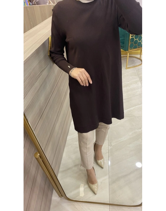 İnvee Merserize Tunik Kahverengi