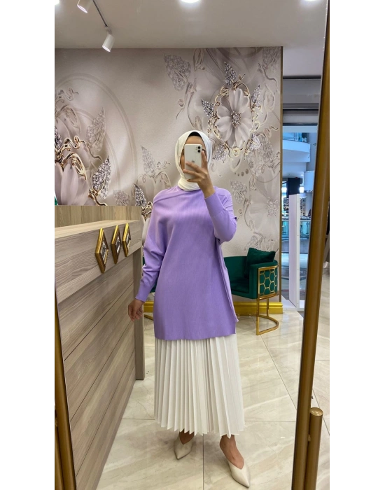 İnvee Omzu Şifonlu Tunik Eflatun 6250