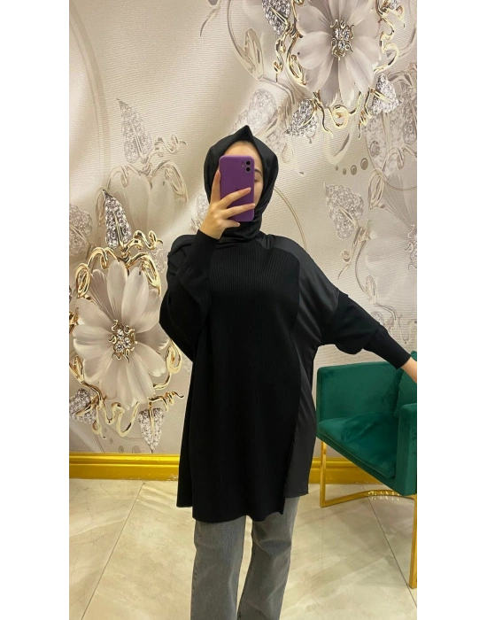 İnvee Omzu Şifonlu Tunik Siyah 6250
