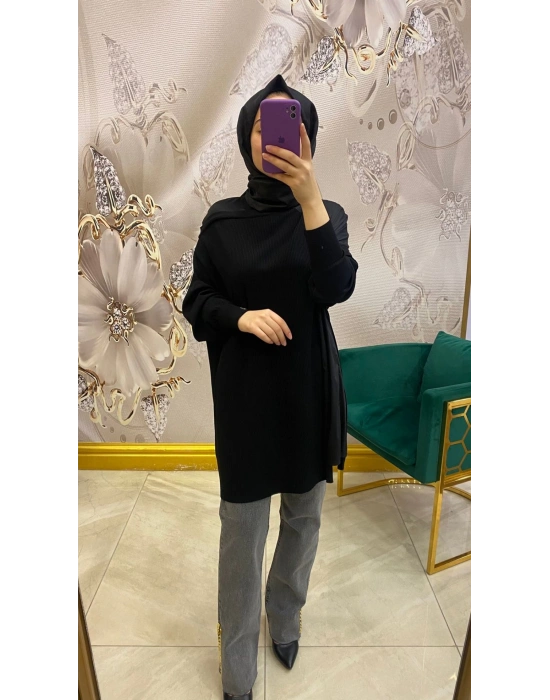 İnvee Omzu Şifonlu Tunik Siyah 6250