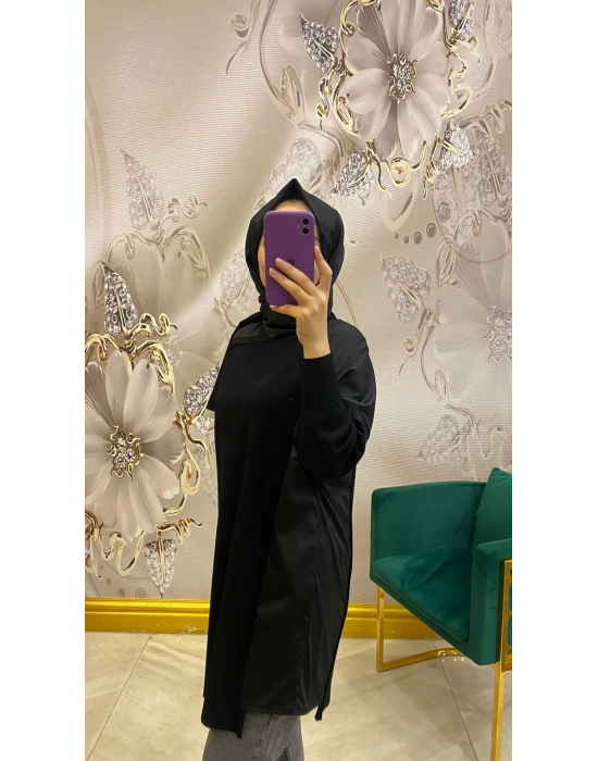 İnvee Omzu Şifonlu Tunik Siyah 6250