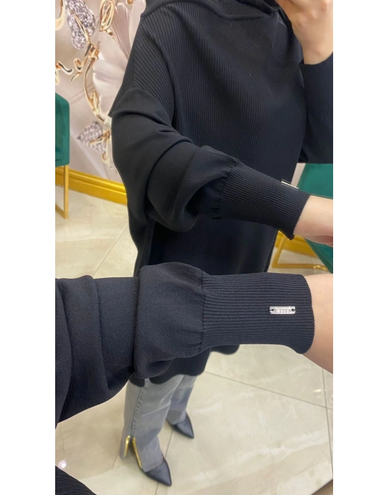 İnvee Omzu Şifonlu Tunik Siyah 6250