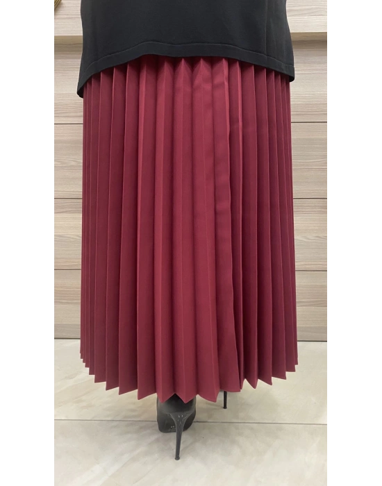 İnvee Pliseli Etek Bordo