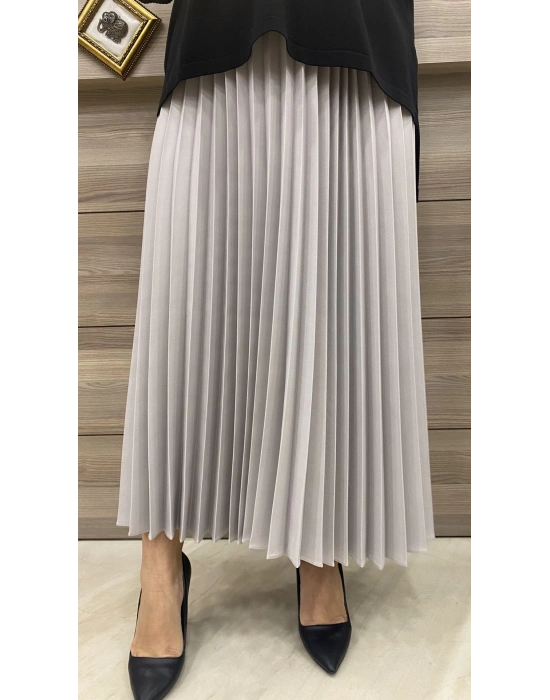 İnvee Pliseli Etek Gümüş