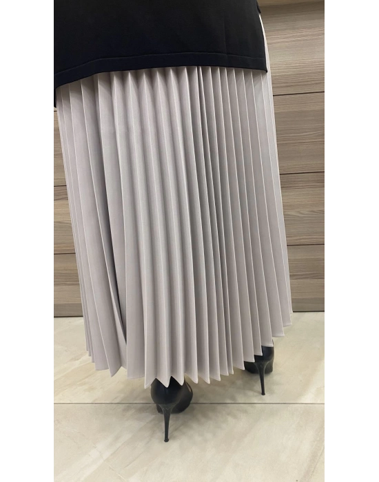 İnvee Pliseli Etek Gümüş