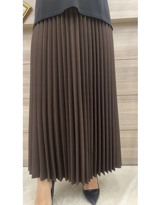 İnvee Pliseli Etek Kahverengi