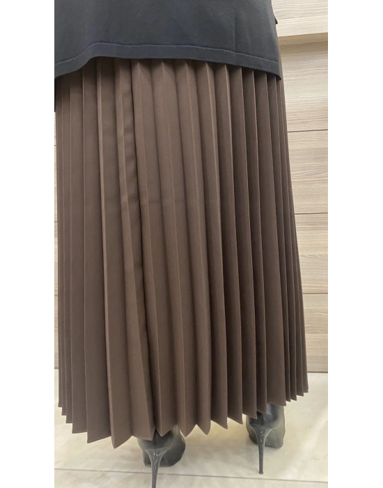 İnvee Pliseli Etek Kahverengi