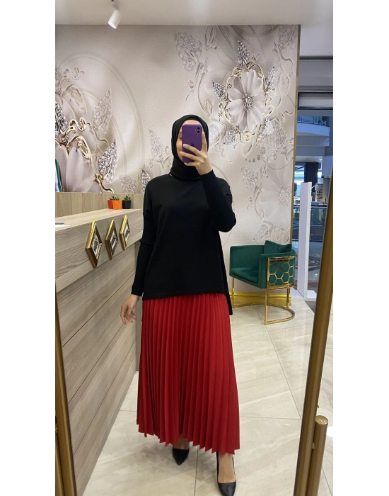 İnvee Pliseli Etek Kırmızı