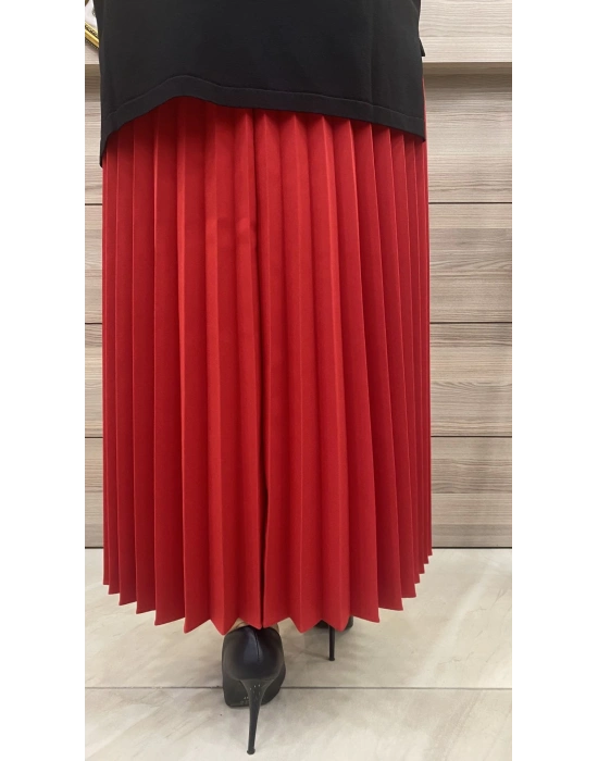 İnvee Pliseli Etek Kırmızı