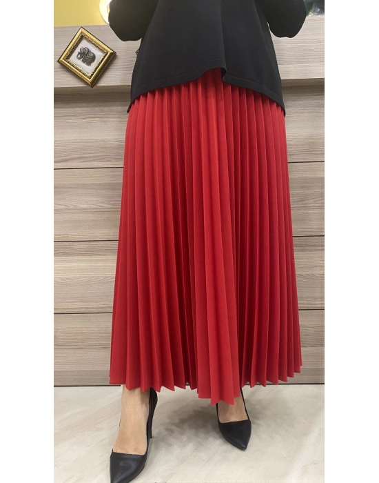 İnvee Pliseli Etek Kırmızı