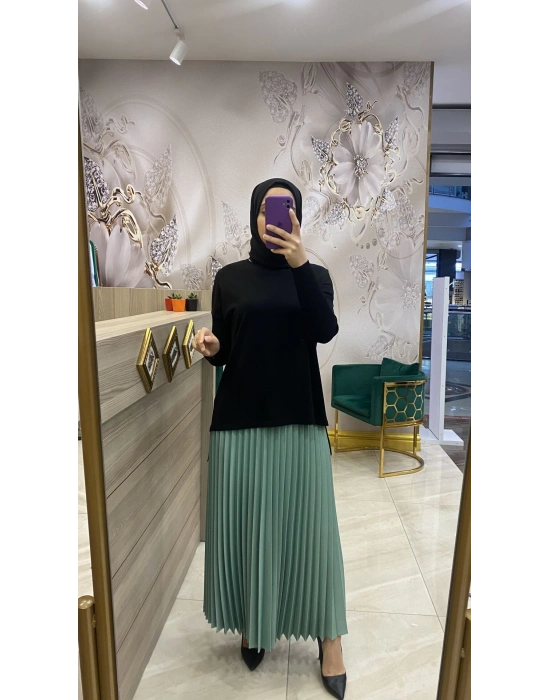 İnvee Pliseli Etek Çağla