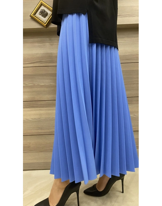 İnvee Pliseli Etek Mavi