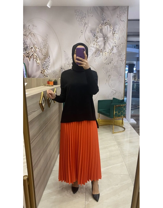 İnvee Pliseli Etek Turuncu