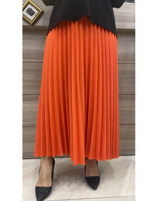 İnvee Pliseli Etek Turuncu