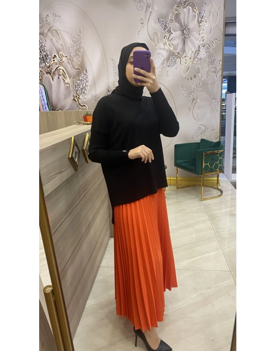 İnvee Pliseli Etek Turuncu