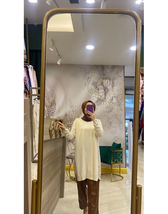 İnvee Vanilya Yanları Şifonlu Tunik 5860